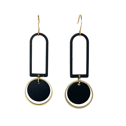 ER-602 | 2-tone Arch Geometric Brass Earrings