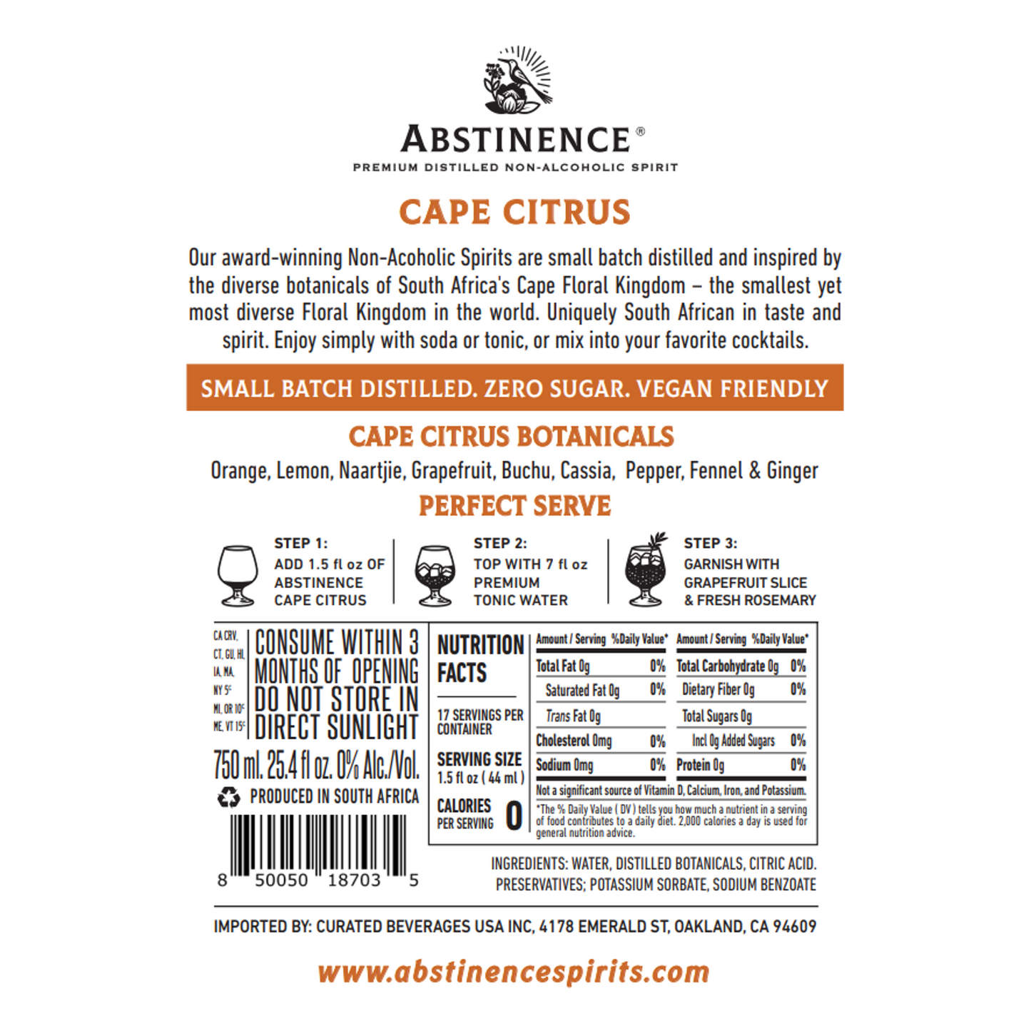 Cape Citrus Alcohol-Free Spirit - 750 ml