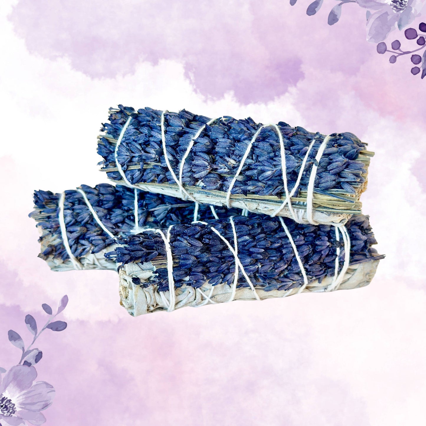 White Sage w/ Lavender Flowers Smudge Sticks