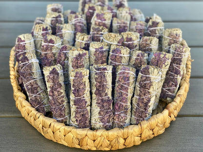 White Sage w/ Lavender Flowers Smudge Sticks