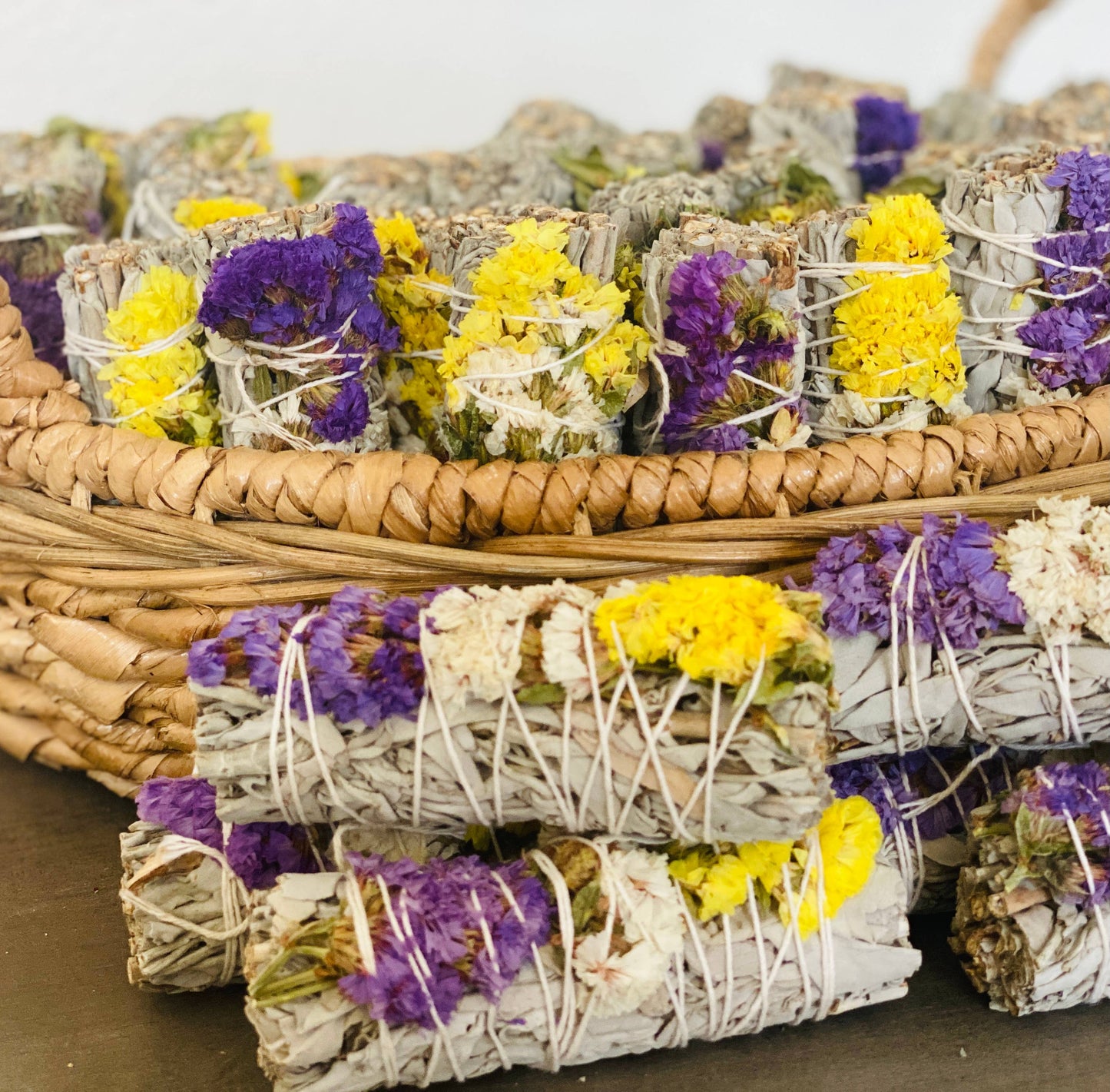 White Sage w/ Multi Sinuata Flowers Smudge Sticks