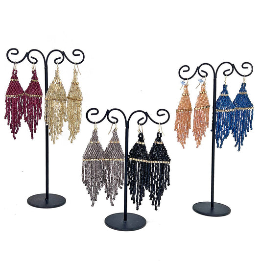 Seed Bead Fringe Earrings