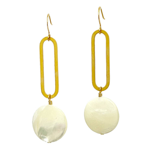 ER-556 | Large Moons, Mother of Pearl Geo Earrings