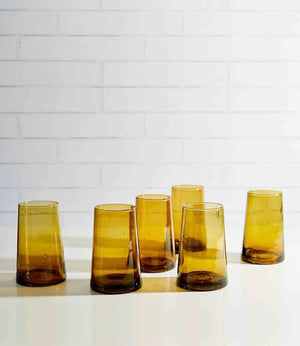 Moroccan Cone Glassware Large - Color: Amber Set 6