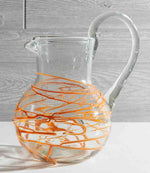 Handblown Glass Pitcher - Color: Orange Web
